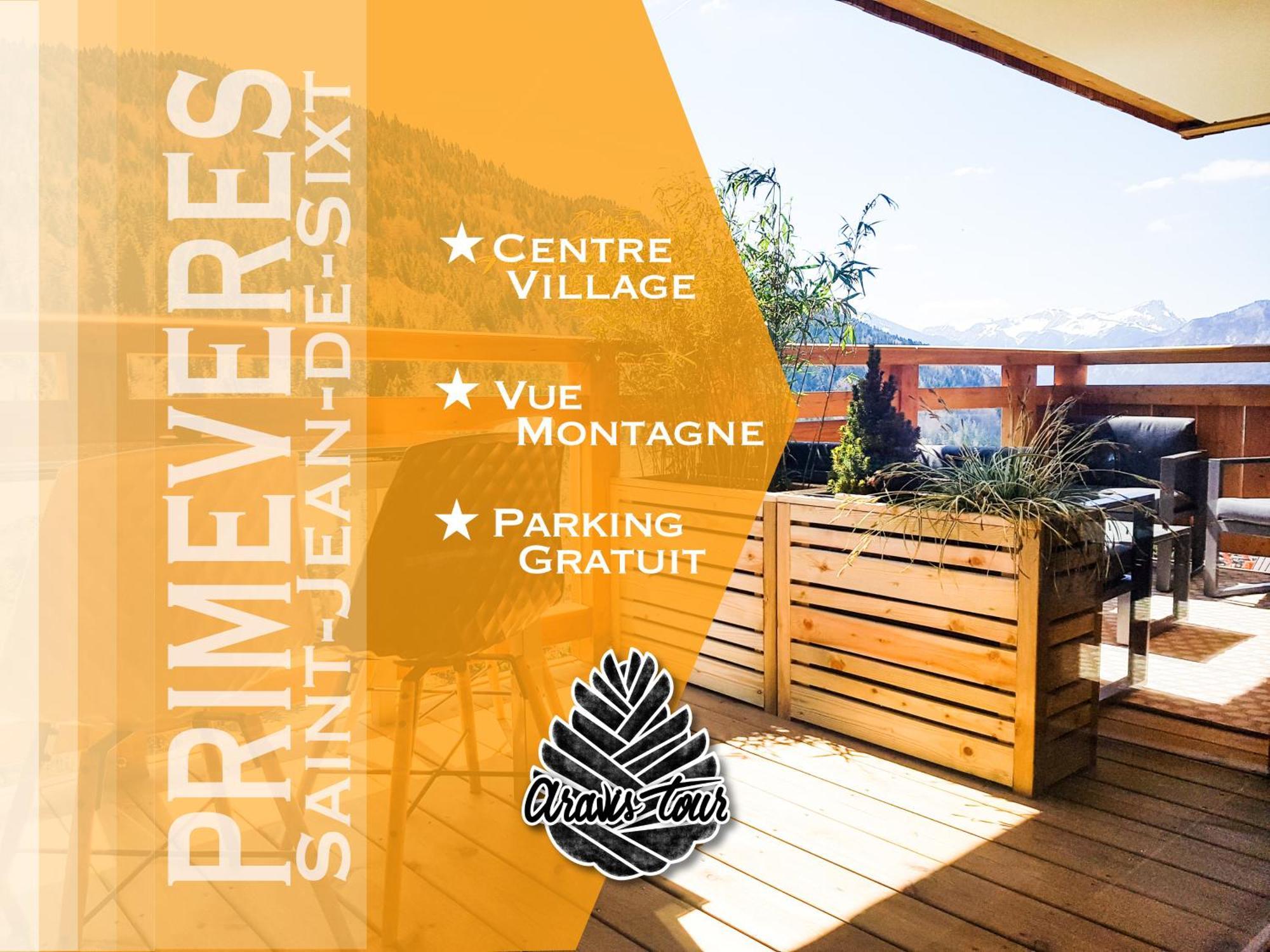 Appt Primeveres - Centre Village, Vue Montagne - Aravistour Сен-Жан-де-Сикст Екстериор снимка